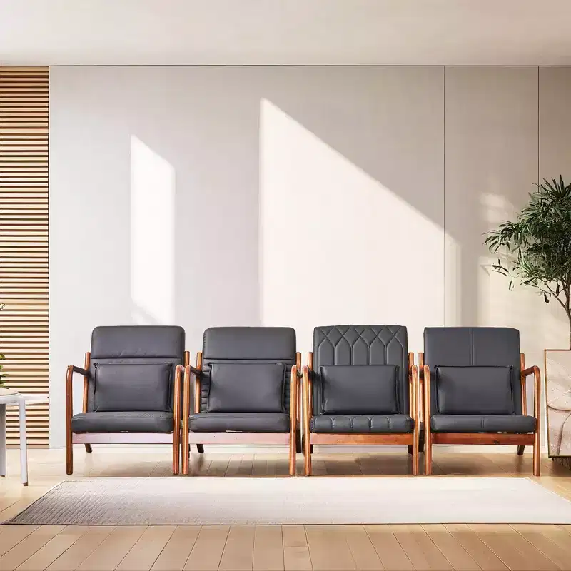 Mid-Century Modern Accent Chair with Pillow, Solid Wood Frame