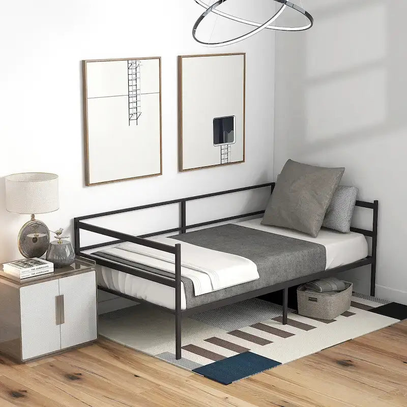 Twin Metal Daybed Frame Dual-use Platform Sofa Bed for Living