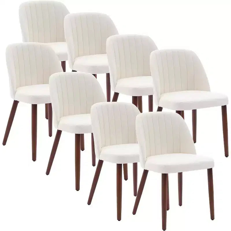 Dining Chairs Set of 8, Upholstered Kitchen Dining Room Chairs with Padded Seat and Wood Legs, for Kitchen, Dining Room, Restaurant, Cafe, Beige