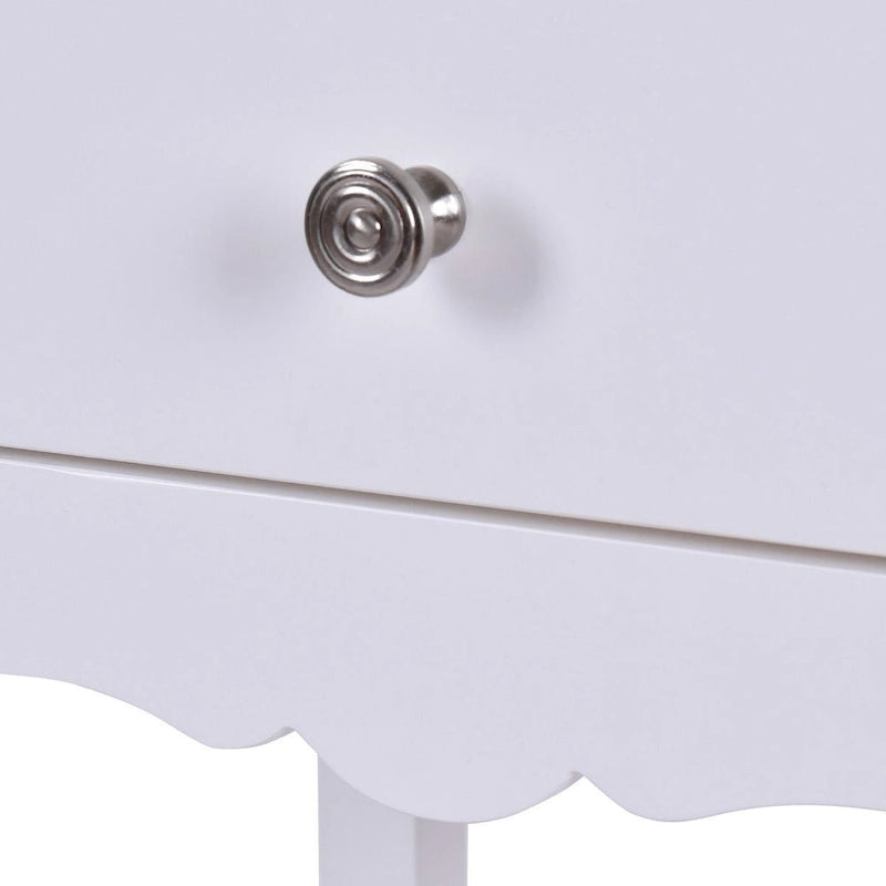 White 2-Drawer Side Table, 16 x 13 x 30 in.