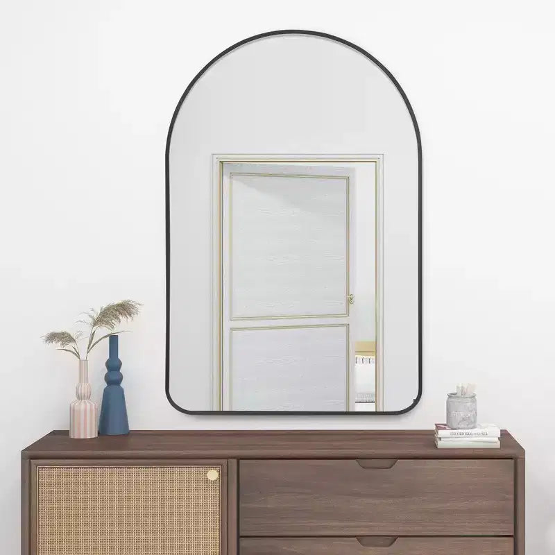 PexFix Arch Wall Mirror for Bathroom with Metal Frame Round Corner for Wall Decoration Set of 2